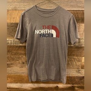 The North Face Red White Blue Logo Graphic Tee Gray Sm
